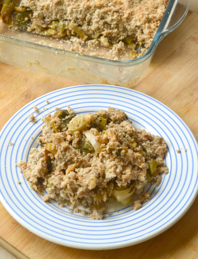 Crumble salé poireaux, comté et sarrasin