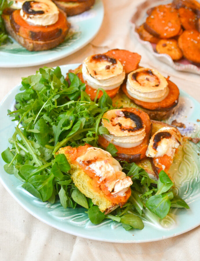 Tartines de chèvre chaud à la patate douce