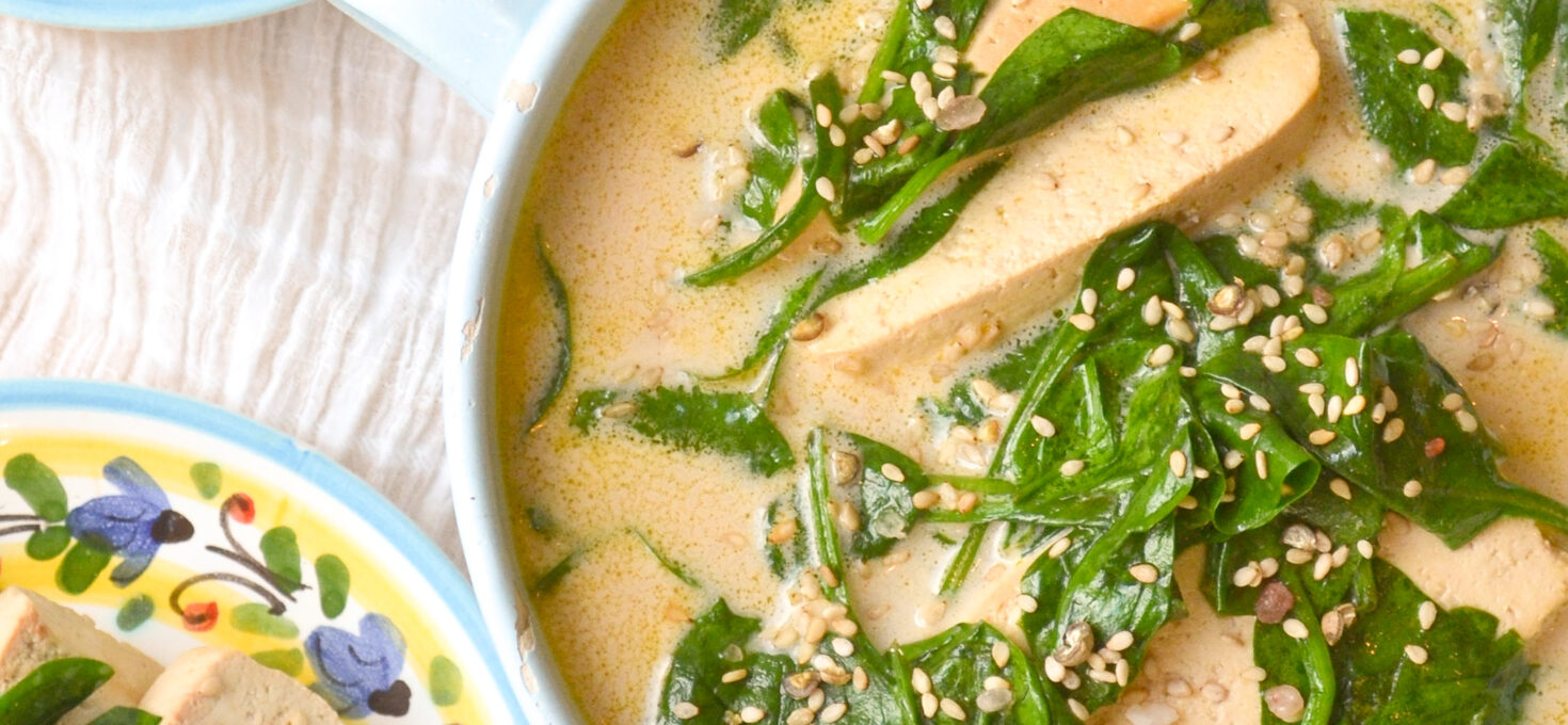 Soba, coco et épinards