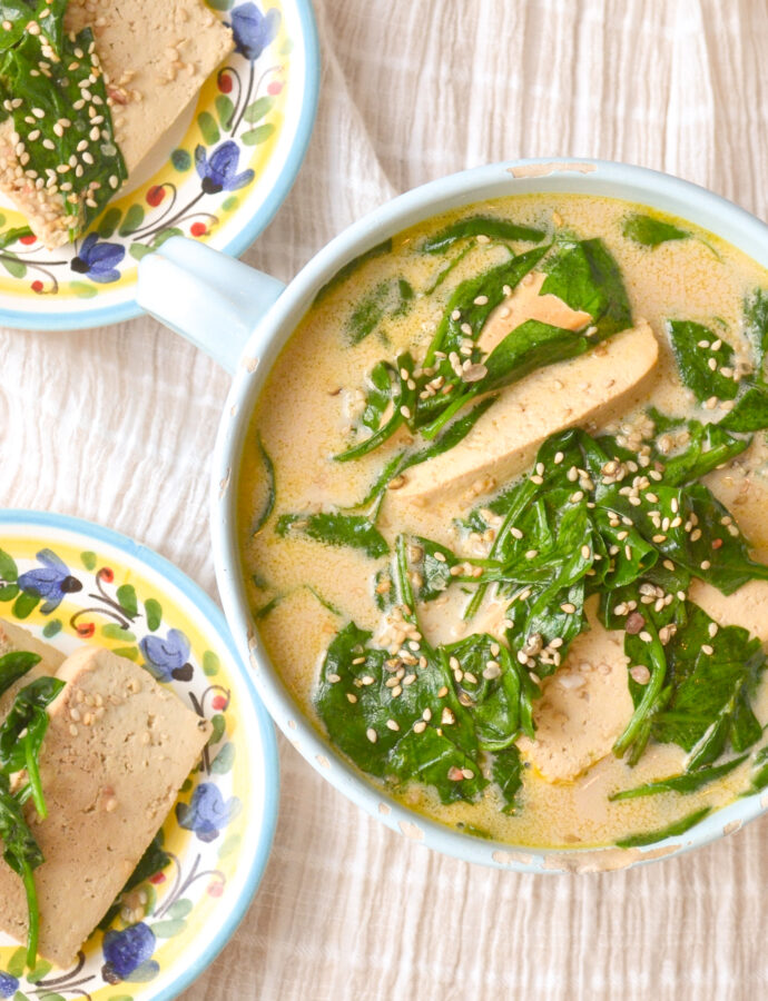 Soba, coco et épinards