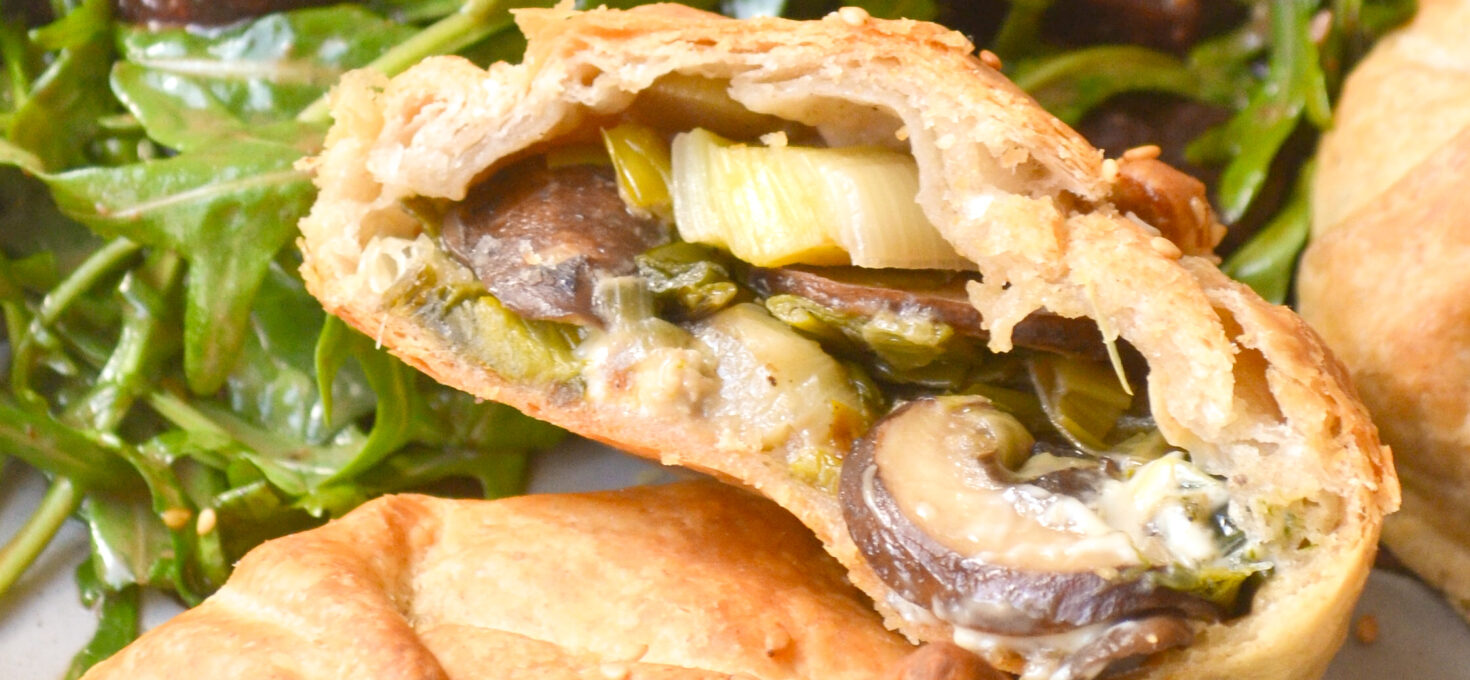 Feuilletés poireaux, champignons et Fourme d&rsquo;Ambert