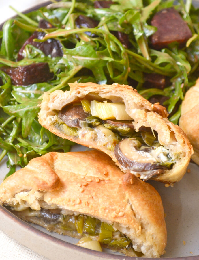 Feuilletés poireaux, champignons et Fourme d&rsquo;Ambert